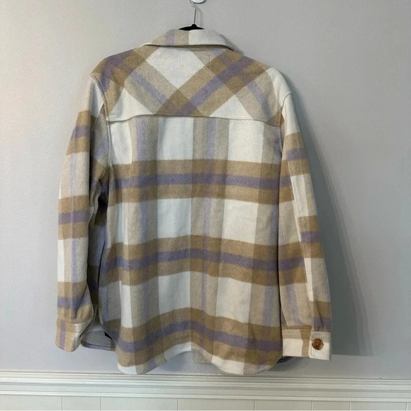 BlankNYC Women’s Trail Blazer Shacket White Multi Plaid  Button Up Size L NWT - Picture 8 of 8